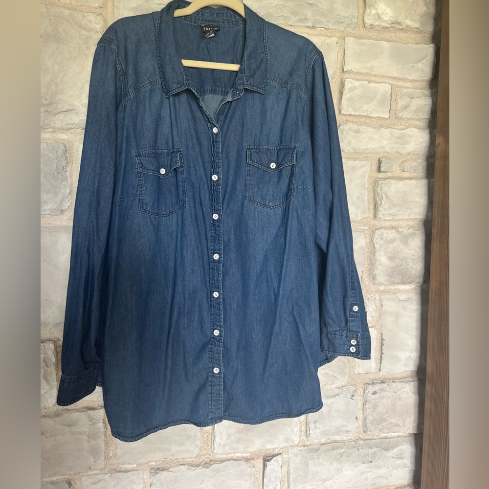 Torrid dark wash denim shirt